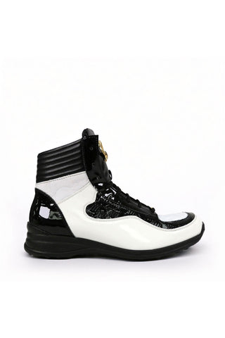 Mauri 8401 Flash Exotic Crocodile Skin / Ostrich Leg / Patent High-Top Sneakers (MA5456)-AmbrogioShoes