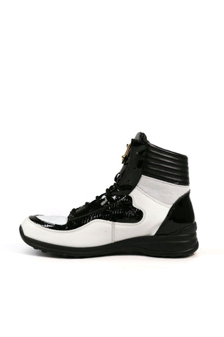 Mauri 8401 Flash Exotic Crocodile Skin / Ostrich Leg / Patent High-Top Sneakers (MA5456)-AmbrogioShoes