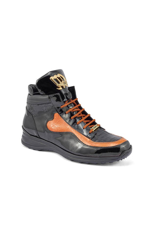 Mauri 8409 Hype Exotic Crocodile Skin / Ostrich Leg / Patent High-Top Sneakers (MA5405)-AmbrogioShoes