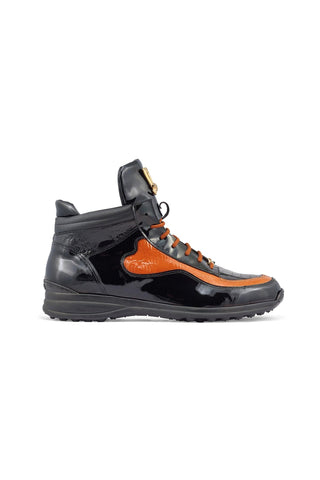Mauri 8409 Hype Exotic Crocodile Skin / Ostrich Leg / Patent High-Top Sneakers (MA5405)-AmbrogioShoes