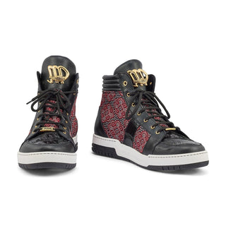 Mauri 8411 Genesis Men's Shoes Exotic Crocodile Skim / Time Leather / Matahari Fabric High-Top Sneakers (MA5403)(Special Order)-AmbrogioShoes