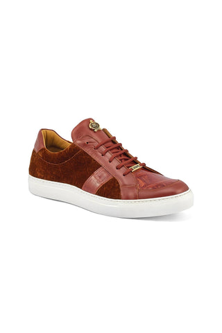 Mauri 8418 Freeze Exotic Crocodile Skin / Nappa Leather / Velvet Embossed Casual Sneakers (MA5357)-AmbrogioShoes
