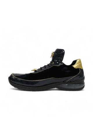 Mauri 8420 Bubble Gold & Wonder Blue Exotic Crocodile / Velvet / Patent Casual Sneakers (MA5411)-AmbrogioShoes