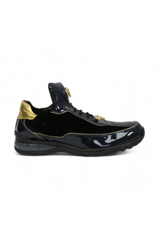 Mauri 8420 Bubble Gold & Wonder Blue Exotic Crocodile / Velvet / Patent Casual Sneakers (MA5411)-AmbrogioShoes