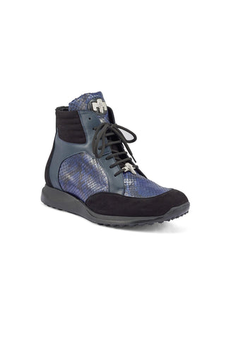 Mauri 8421 Viper Exotic Python Skin / Nappa / Suede High-Top Sneakers (MA5369)-AmbrogioShoes