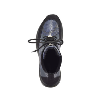 Mauri 8421 Viper Men's Shoes Exotic Python Skin / Nappa / Suede Leather High-Top Sneakers (MA5369)(Special Order)-AmbrogioShoes