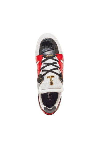 Mauri 8424 Outlaw White, Black & Red Exotic Crocodile / Patent / Patent Sneakers (MA5349)-AmbrogioShoes