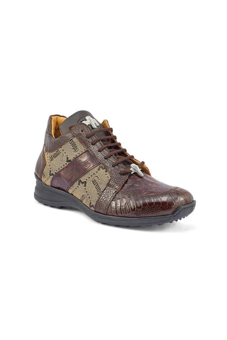 Mauri 8425 Graffiti Exotic Ostrich Skin / Crocodile Skin / Nappa Leather / Fabric Sneakers (MA5391)-AmbrogioShoes