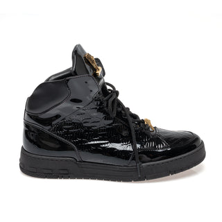 Mauri 8429 Exotic Crocodile Skin & Embossed Patent Leather High-Top Sneaker (MA5678)-AmbrogioShoes
