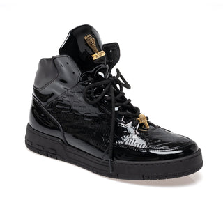Mauri 8429 Exotic Crocodile Skin & Embossed Patent Leather High-Top Sneaker (MA5678)(Made to Order)-AmbrogioShoes