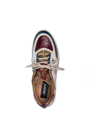 Mauri 8435 Abstract Exotic Crocodile Skin / Nappa Leather / Fabric Sneaker (MA5685)-AmbrogioShoes