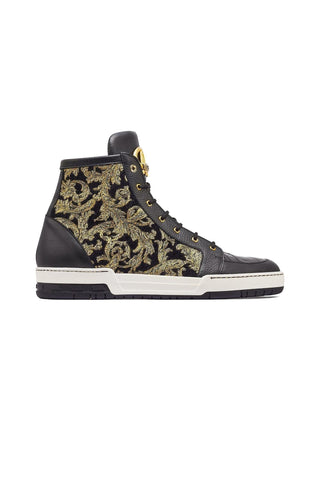 Mauri 8437 Kingpin Exotic Crocodile Skin / Calf-Skin Leather / Gobelins Fabric High top Sneakers (MA5443)-AmbrogioShoes