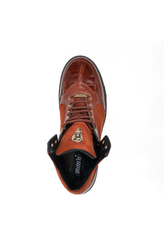 Mauri 8496 Jacked Crocodile / Nappa / Suede Shearling High-Top Sneaker (MA5679)-AmbrogioShoes