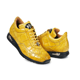 Mauri 8566 Empire Men's Designer Shoes Burnished Yellow Alligator Sneakers (MA5017) (Special Order)-AmbrogioShoes