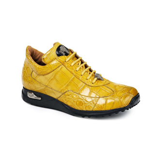Mauri 8566 Empire Men's Designer Shoes Burnished Yellow Alligator Sneakers (MA5017) (Special Order)-AmbrogioShoes