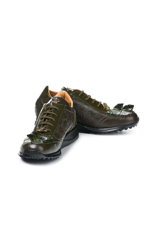 Mauri 8573 Native Olive Calf-Skin Leather Print and Patent Sneakers (MA5022)-AmbrogioShoes