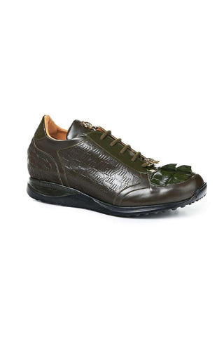 Mauri 8573 Native Olive Calf-Skin Leather Print and Patent Sneakers (MA5022)-AmbrogioShoes