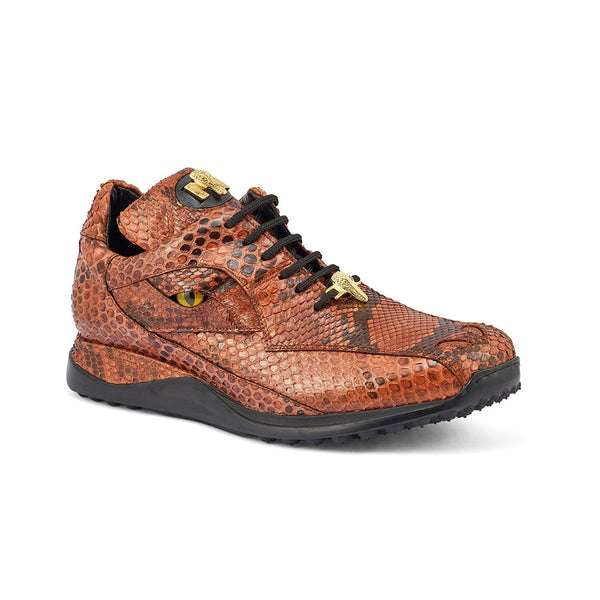 Mauri 8596 Snake Eyes Men's Shoes Black & Gold Exotic Python Casual Sneakers (MA5366)-AmbrogioShoes
