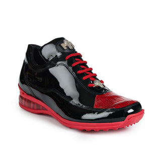 Mauri 8900/2 Bubble Men's Designer Shoes Red and Black Baby Crocodile and Patent Leather Sneakers (MA5019) (Special Order)-AmbrogioShoes