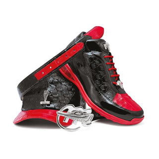 Mauri 8900/2 Bubble Men's Shoes Exotic Crocodile Skin & Calf-Skin Patent Leather Sneakers (MA5020)(Special Order)-AmbrogioShoes