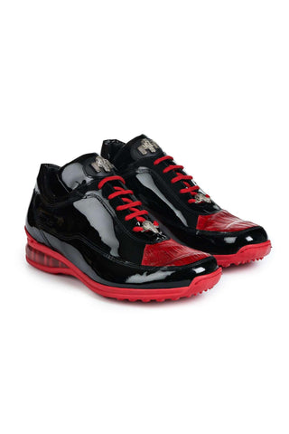 Mauri 8900/2 Bubble Red and Black Baby Crocodile and Patent Sneakers (MA5019)-AmbrogioShoes