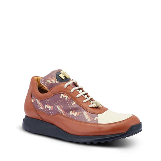 Mauri 8900/2 Tag Men's Shoes Cognac, Cream & Brown Exotic Crocodile / Nappa Leather Casual Sneakers (MA5446) (Special Order)-AmbrogioShoes