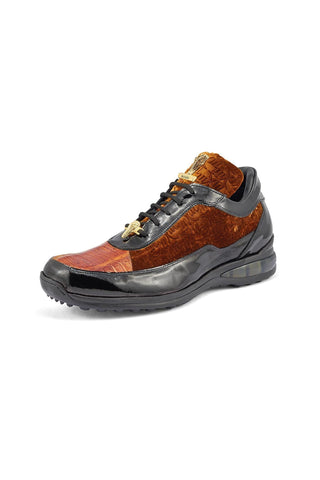 Mauri 8900/8 Bubble Exotic Crocodile Skin / Patent / Velvet Embossed Sneakers (MA5355)-AmbrogioShoes