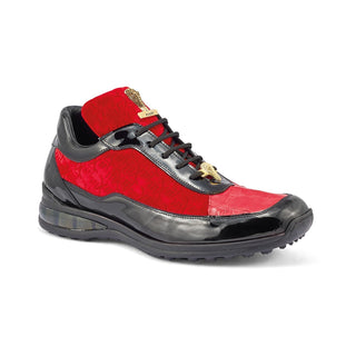 Mauri 8900/8 Bubble Men's Shoes Exotic Crocodile Skin / Patent Leather / Velvet Embossed Sneakers (MA5355)(Special Order)-AmbrogioShoes