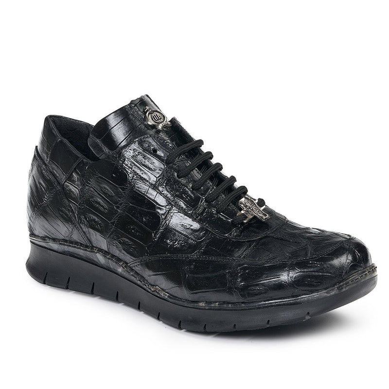 Mauri Men's Borromini Black Baby Croc & Nappa Leather Sneakers 8932(MA4819)(Special Order)-AmbrogioShoes
