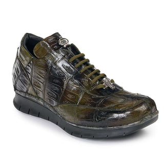 Mauri 8932 Men's Designer Shoes Exotic Skin Borromini Multi-Green Baby Croc & Nappa Leather Sneakers (MA4818) (Special Order)-AmbrogioShoes