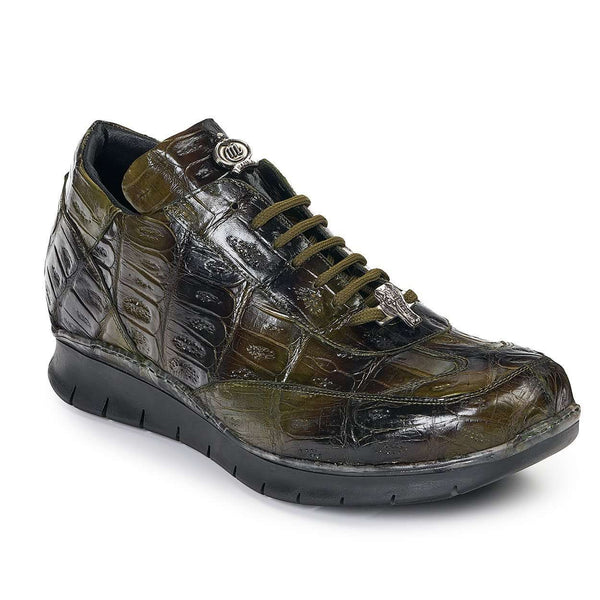 Mauri Shoes Exotic Skin Men's Borromini Multi-Green Baby Croc & Nappa Leather Sneakers 8932(MA4818)-AmbrogioShoes