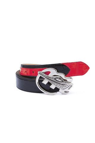 Mauri AB6 Men's Crocodile Skin & Patent Belt (MAB1020)