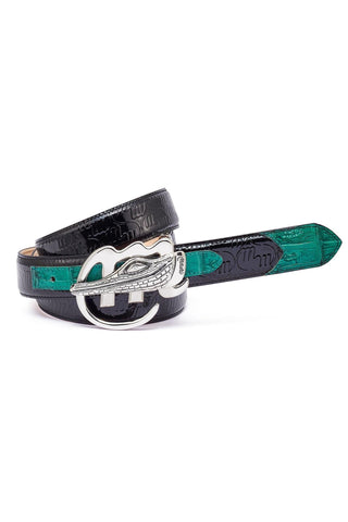 Mauri AB6 Men's Exotic Crocodile Skin & Patent Calf-Skin Leather Belt (MAB1020)-AmbrogioShoes