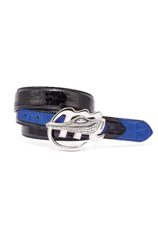Mauri AB6 Men's Exotic Crocodile Skin & Patent Calf-Skin Leather Belt (MAB1020)-AmbrogioShoes