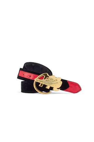 Mauri AB6 Men's Exotic Crocodile Skin & Velvet Leather Belt (MAB1025)-AmbrogioShoes