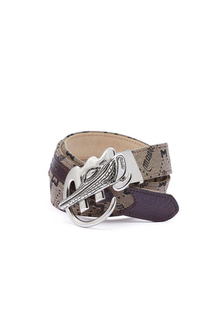 Mauri AB6 Men's Exotic Ostrich Skin & Fabric Belt (MAB1013)-AmbrogioShoes