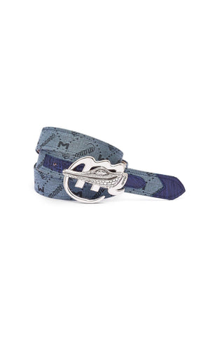 Mauri AB6 Men's Exotic Ostrich Skin & Fabric Belt (MAB1013)-AmbrogioShoes