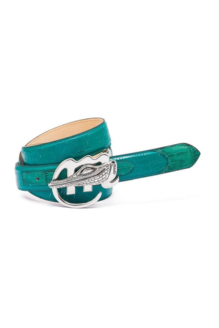 Mauri AB6 Men's Leaf Green Crocodile / Patent Embossed Leather Belt (MAB1017)