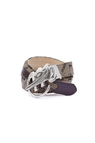 Mauri AB6 Men's Ostrich & Fabric Belt (MAB1013)-AmbrogioShoes
