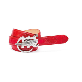 Mauri AB6 Men's Red Exotic Crocodile / Patent Embossed Leather Belt (MAB1019) (Special Order)-AmbrogioShoes