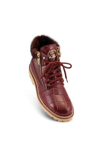 Mauri Adventurer 4987 Exotic Alligator Skin & Mink Fur Zipper Boots (MA5459)-AmbrogioShoes