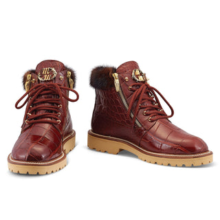 Mauri Adventurer 4987 Men's Shoes Exotic Alligator Skin & Mink Fur Zipper Boots (MA5459)-AmbrogioShoes