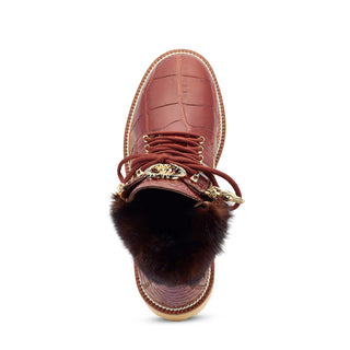 Mauri Adventurer 4987 Men's Shoes Exotic Alligator Skin & Mink Fur Zipper Boots (MA5459)(Special Order)-AmbrogioShoes