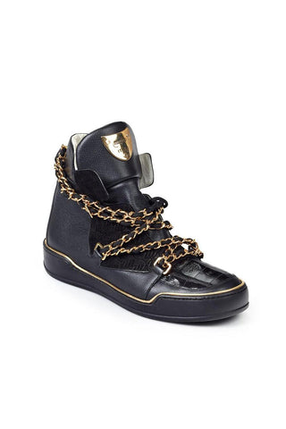 Mauri Alpina / Baby Croc & Suede Embossed Black Sneakers 8683 (MA4417)