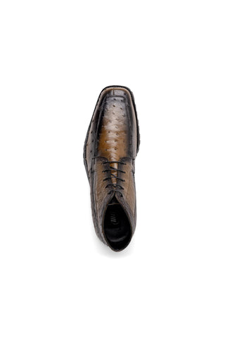 Mauri Angel 3238 Olive with Black Finished Exotic Ostrich Split-Toe Derby Boots (MA5588)-AmbrogioShoes