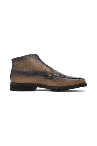 Mauri Angel 3238 Olive with Black Finished Exotic Ostrich Split-Toe Derby Boots (MA5588)-AmbrogioShoes