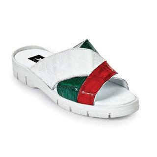 Mauri Art 5018 Designer Shoes Men's Designer Shoes Baby Croc Red White & Brilliant Green Sandals (MA4666) (Special Order)-AmbrogioShoes