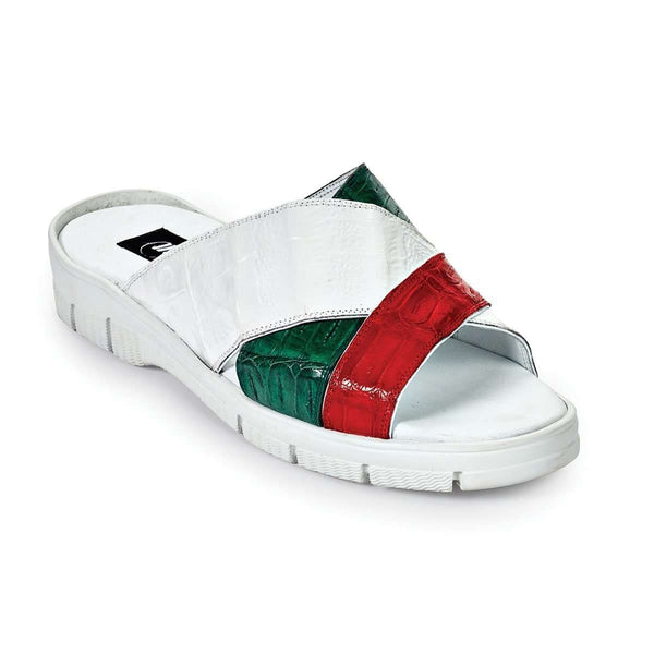 Mauri Shoes Mens Shoes Baby Croc Red White & Brilliant Green Sandals Art 5018 (MA4666)-AmbrogioShoes
