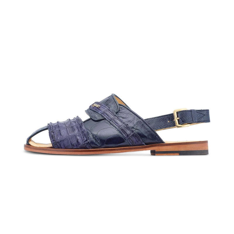 Mauri Bali 5171 Men's Shoes Wonder Blue Exotic Ostrich / Hornback Casual Sandals (MA5523)-AmbrogioShoes