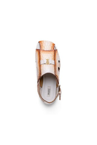 Mauri Barbados 1674/5 White with Cognac Finish Exotic Alligator / Hornback Sandals (MA5613)-AmbrogioShoes
